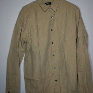Theory Beige Button Down Shirt Medium